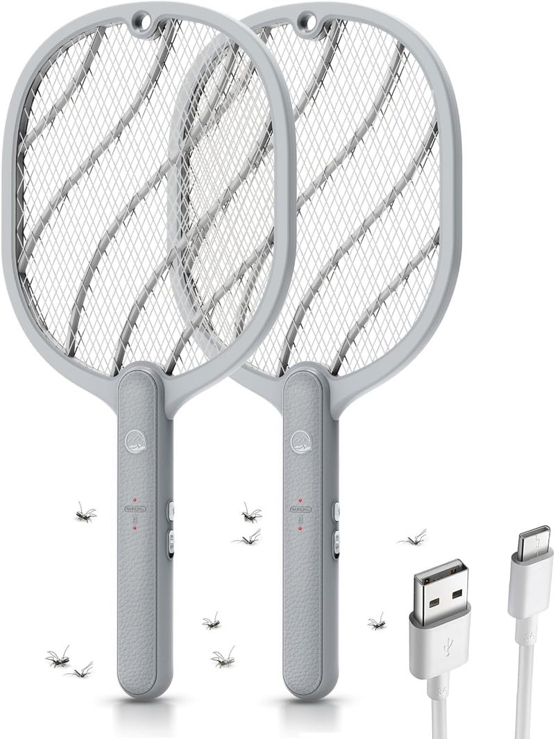 Mosiller Electric Fly Swatter, 3800V Handheld Bug Zapper Racket, Type-C Rechargeable, Mosquito Zapper for Indoor Outdoor, 3-Layer Safety Mesh, Easy to Use, Lightweight (Basic 2 Pack) - Image 1